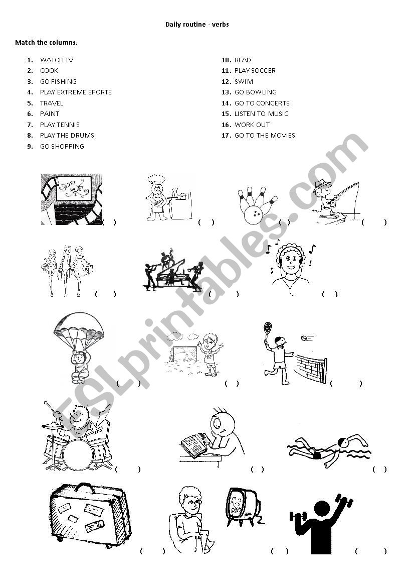 Daily routine - verbs worksheet