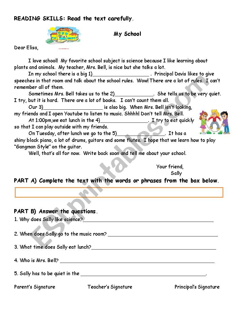 reading worksheet