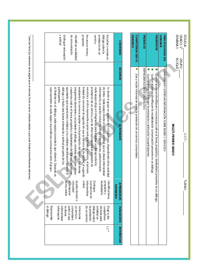 lesson plan 2011 week 1 worksheet