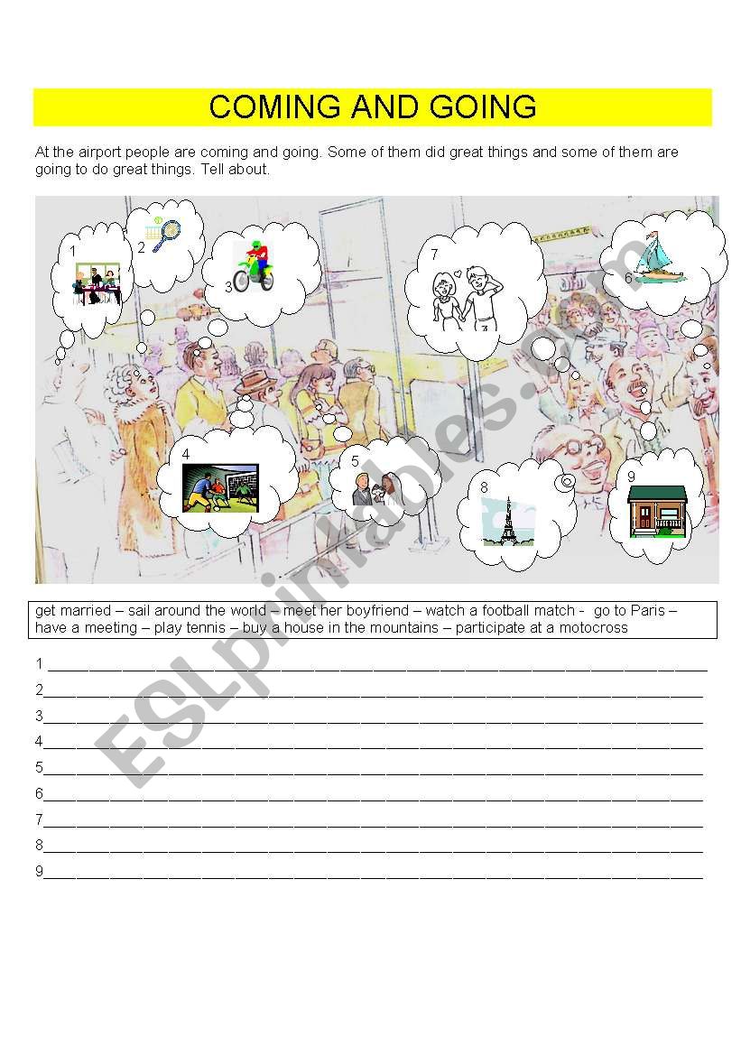 COMING AND GOING worksheet