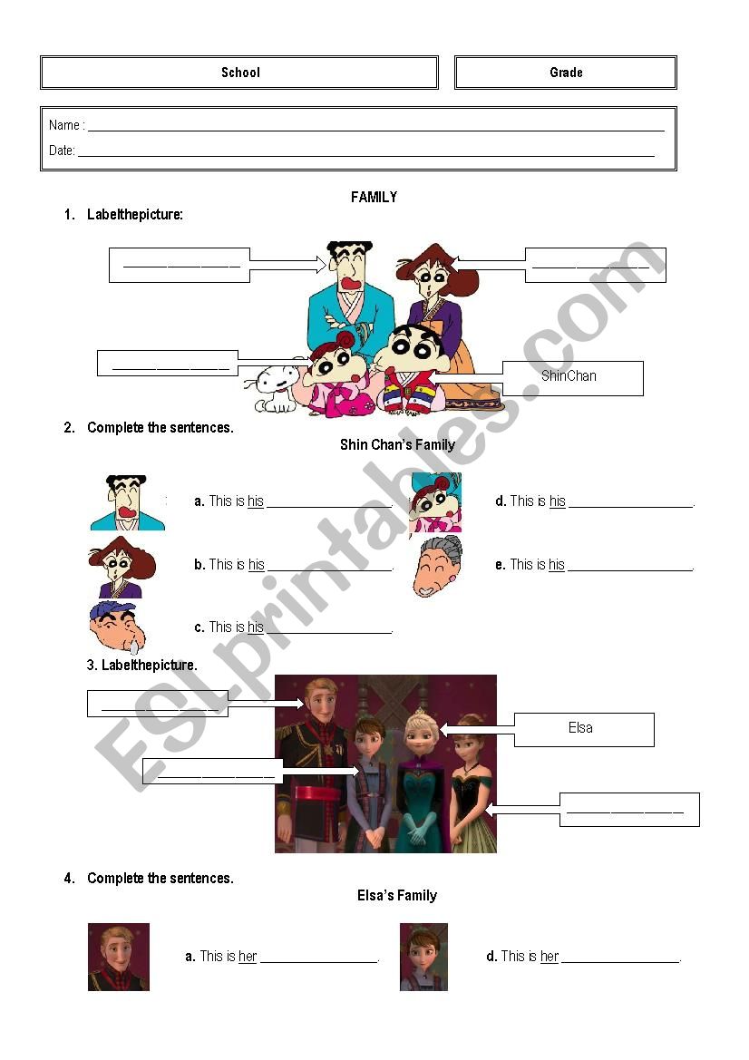 Family worksheet