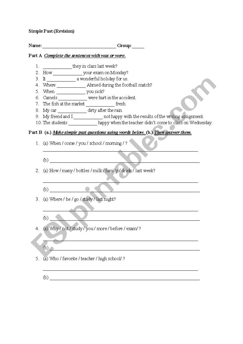 Simple Past worksheet