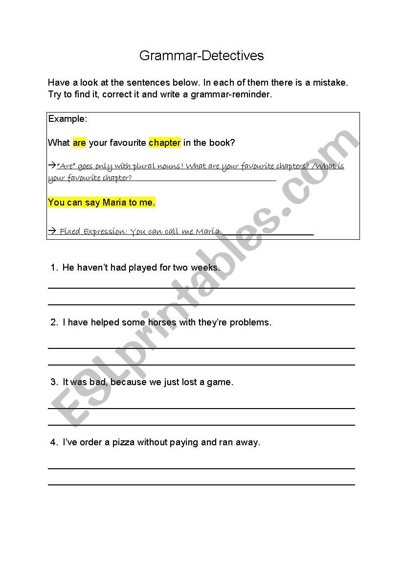 Grammar Detectives worksheet