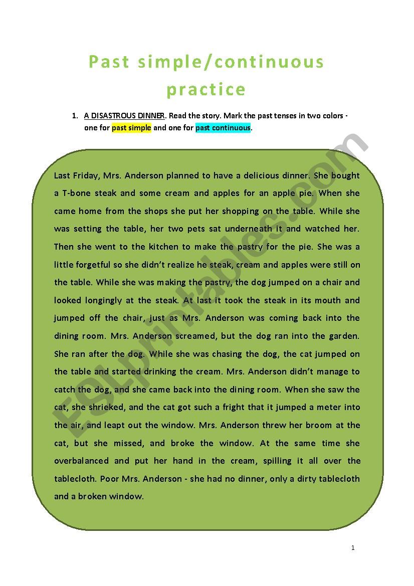 Past simple/continuous worksheet