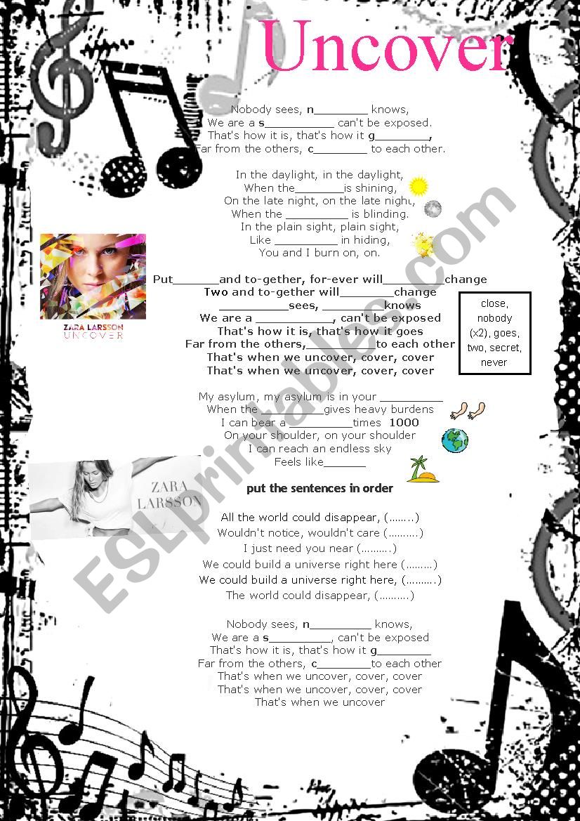 Uncover Zara Larsson  worksheet