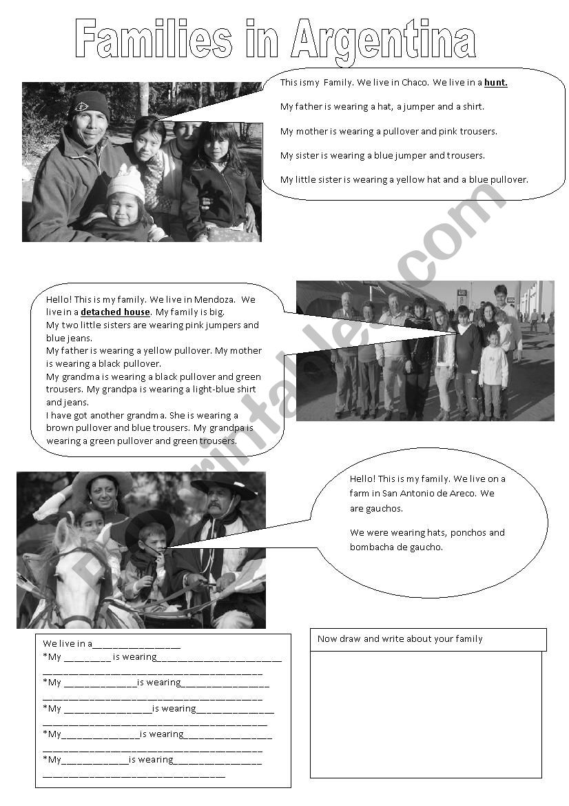 Families in Argentina worksheet