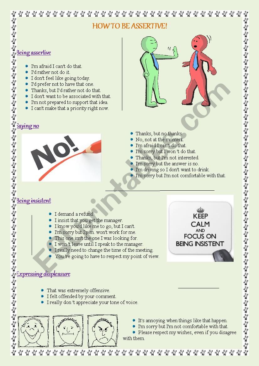 How to be assertive! worksheet