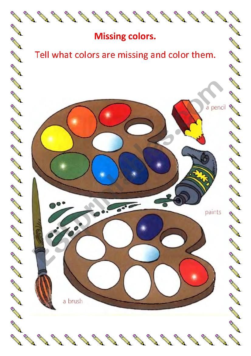 The missing colours worksheet