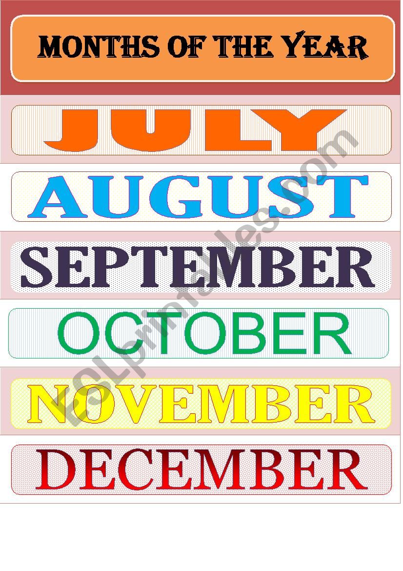 MONTHS OF THE YEAR ( POSTER ) worksheet
