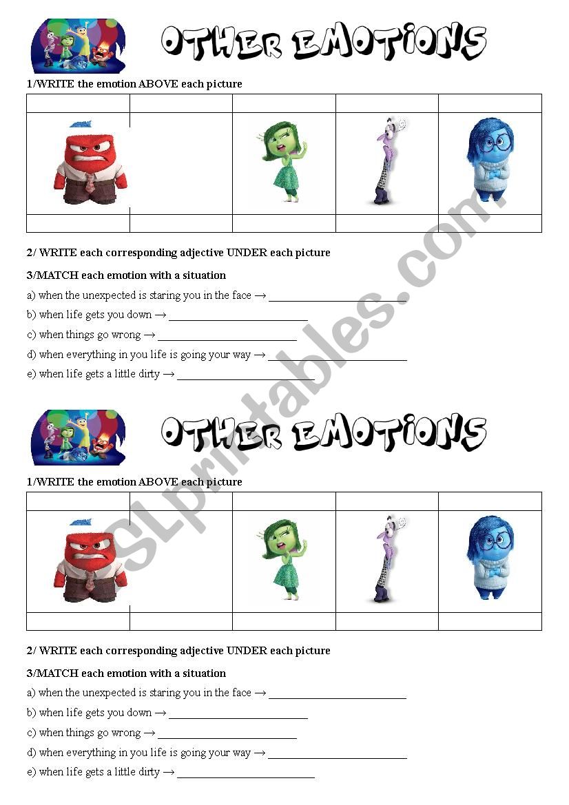 Get to know your emotions worksheet