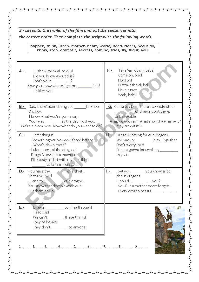 How to Train Your Dragon 2.  worksheet