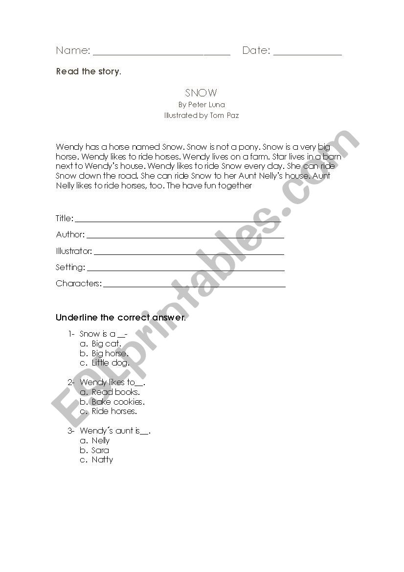 SNOW worksheet