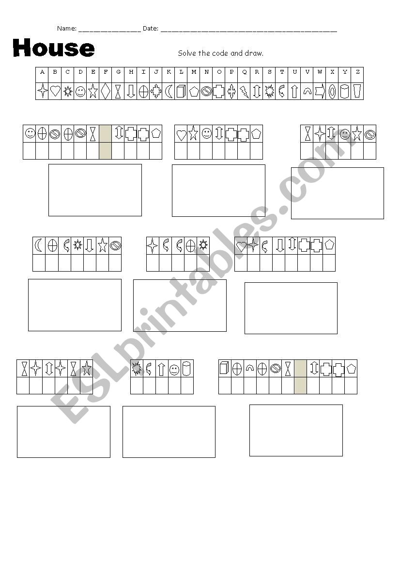 House Parts Worksheet worksheet