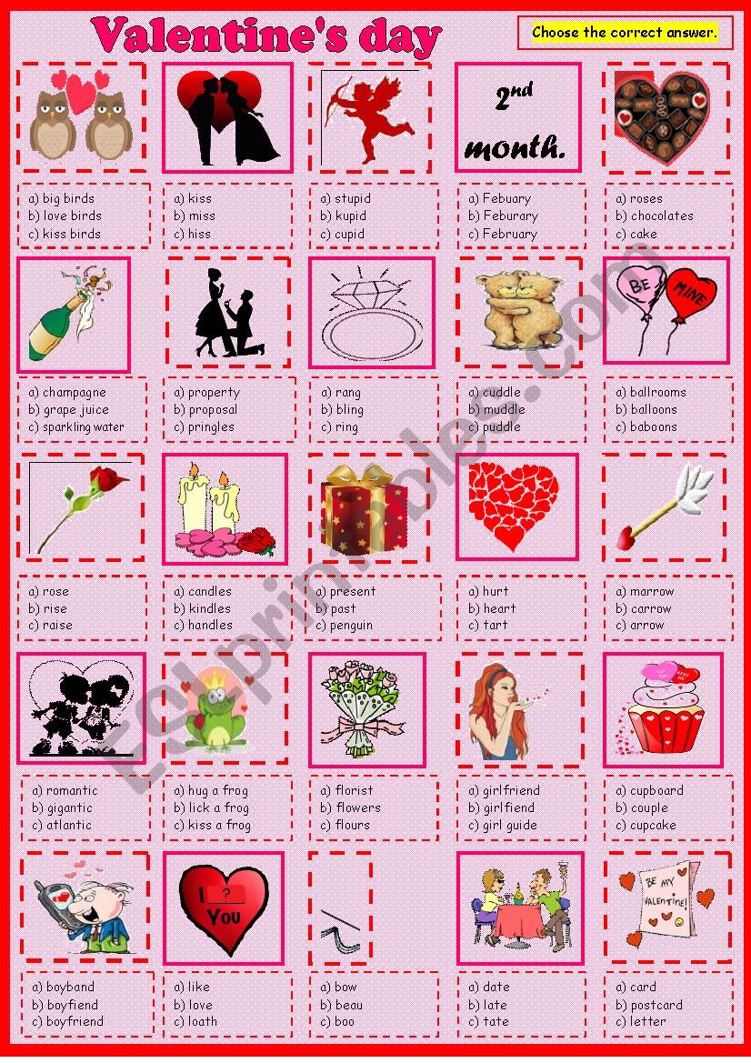 Valentines day questions. St Valentine's Day Worksheets. St Valentine's Day Quiz.