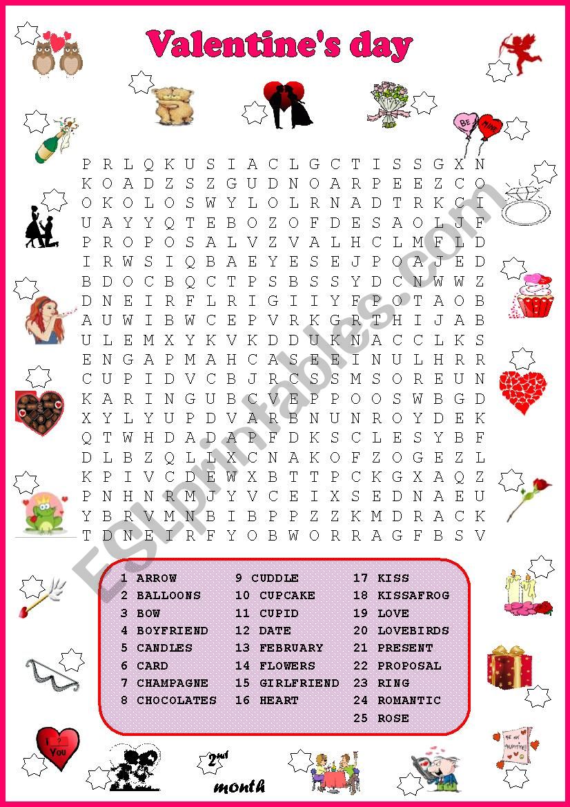 Valentines Day Quiz No.2   Wordsearch