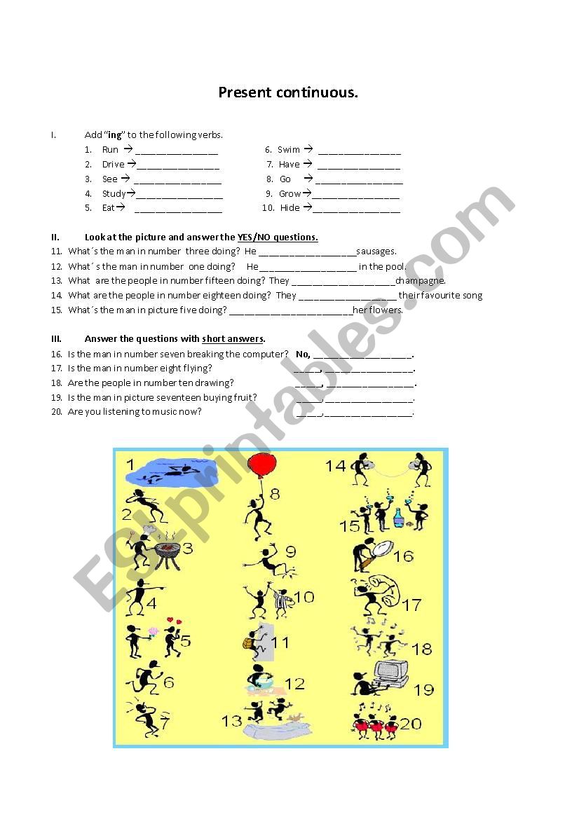 PRESENT CONTINUOUS worksheet