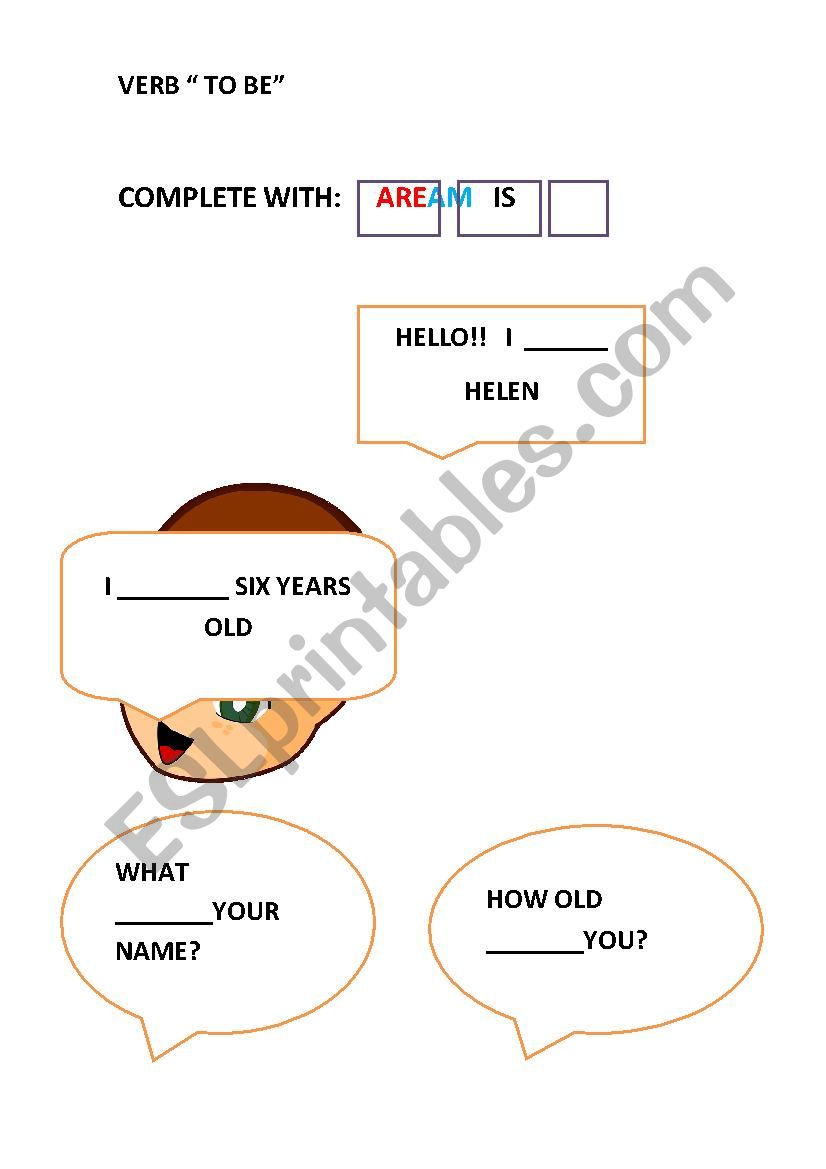 verb to be worksheet