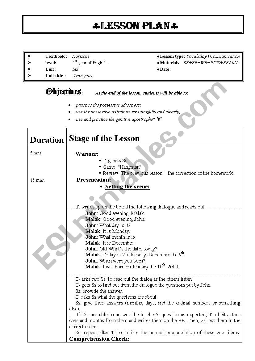 Grammar worksheet