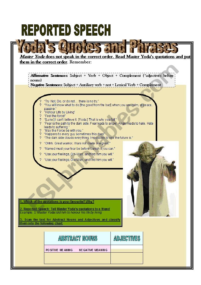 YODAÂ´S QUOTATIONS AND PHRASES