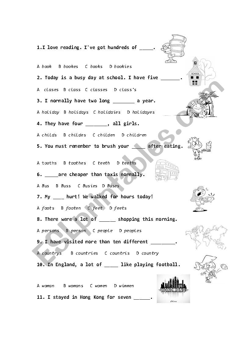 Singular and Plural Nouns worksheet