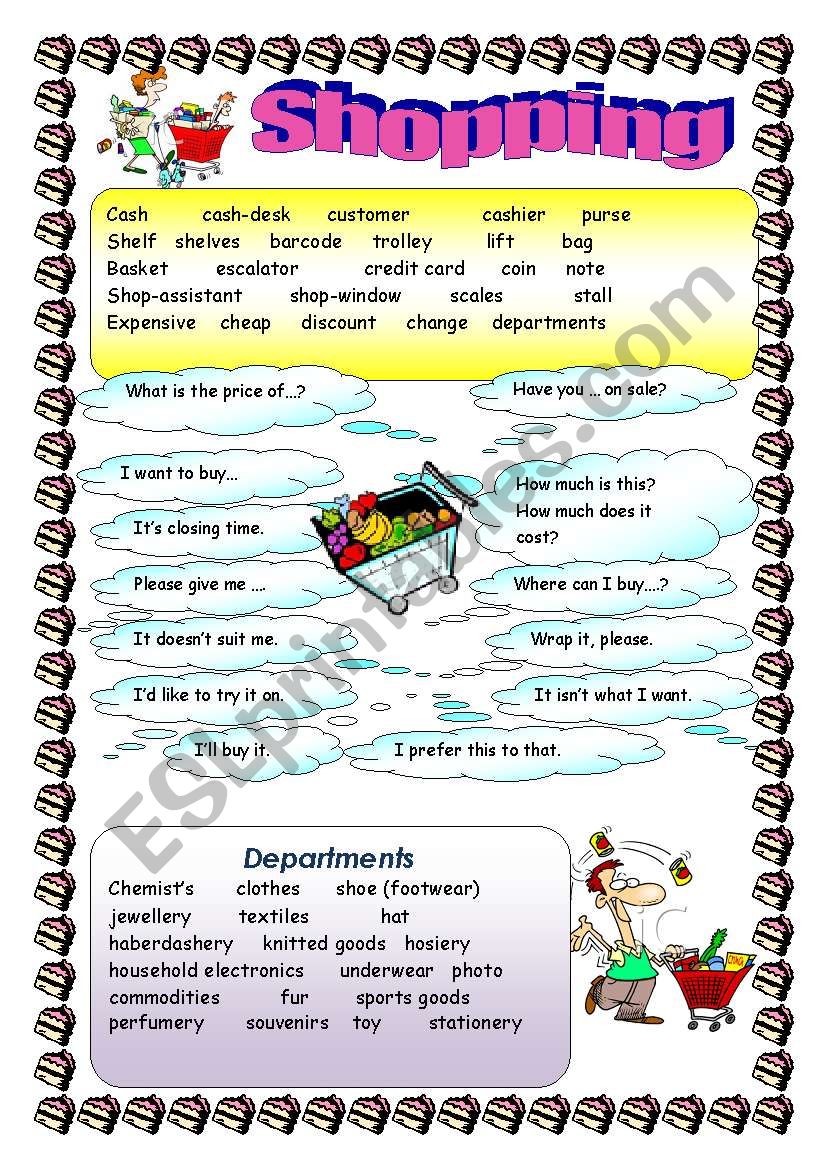 Shopping worksheet