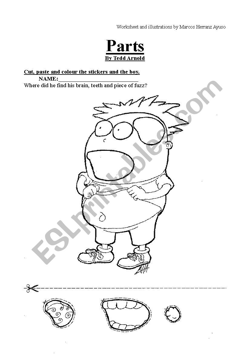 Parts by Tedd Arnold Sticker worksheet