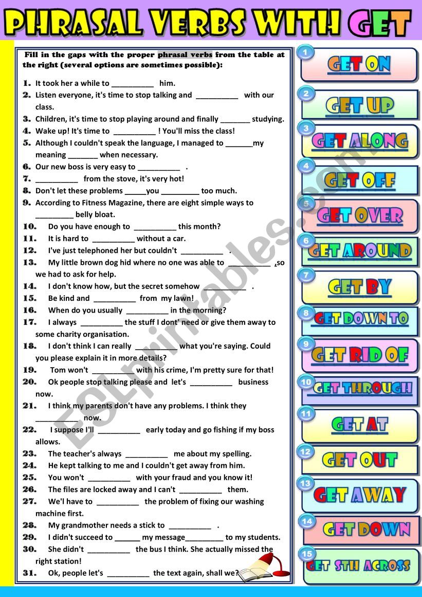 Phrasal verbs with GET - exercises