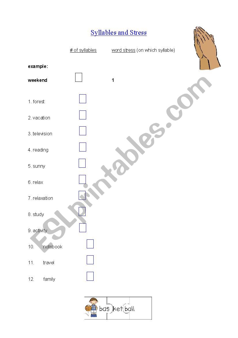 Syllables and Stress  worksheet
