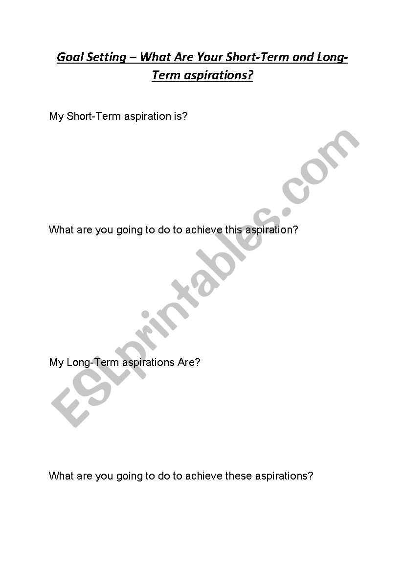 Goal Setting – What Are Your Short-Term and Long-Term aspirations?