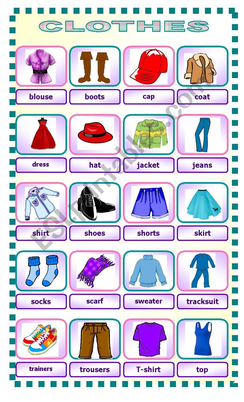 Clothes worksheet