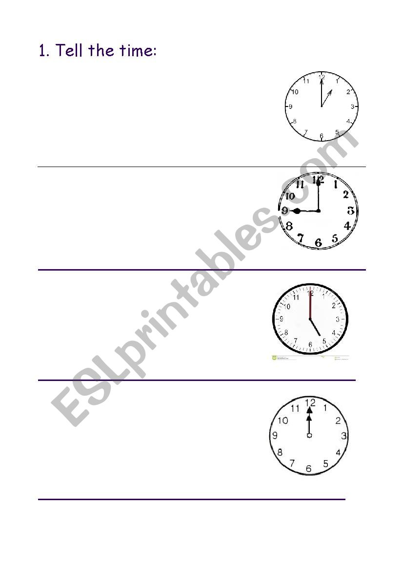 Telling the time worksheet