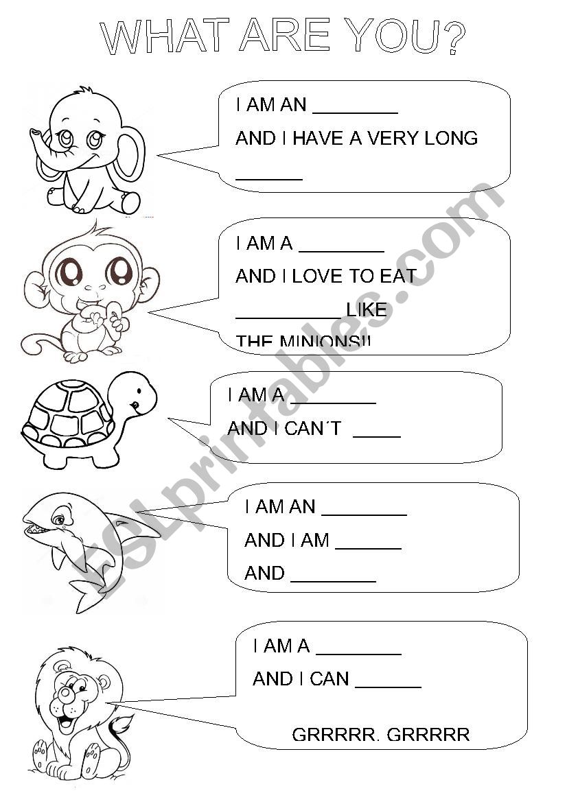 What animal are you? worksheet