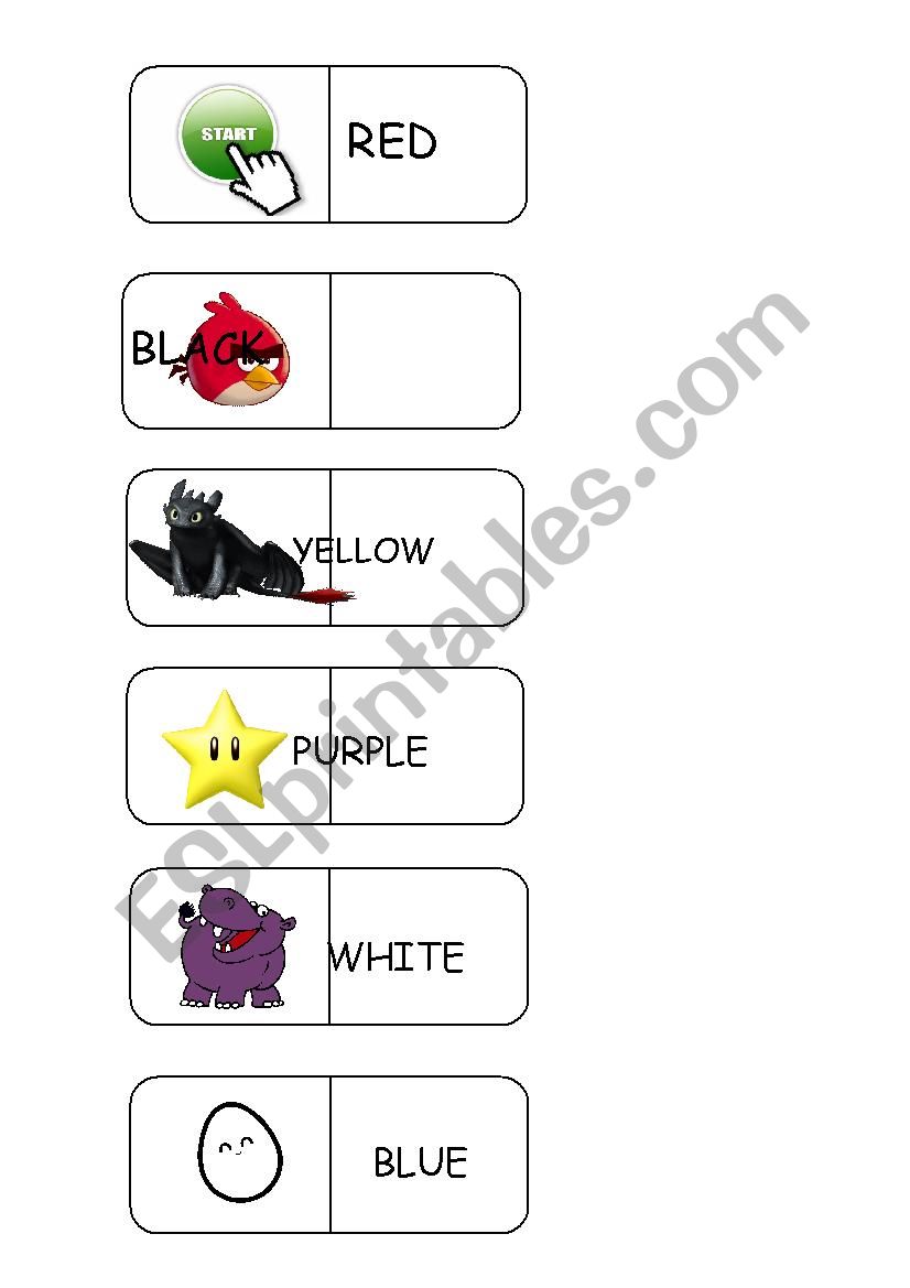 Game: Colours domino worksheet