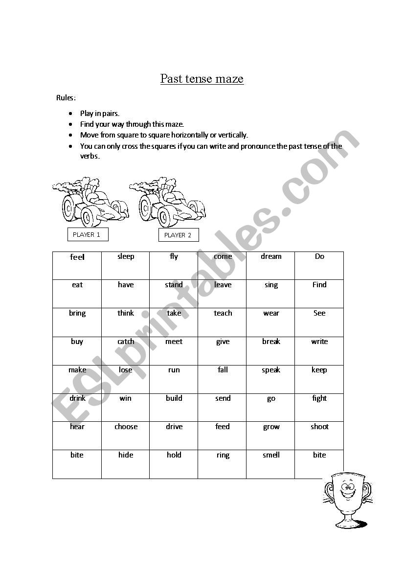 Past tense maze worksheet