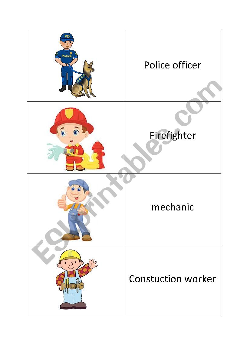 Memory Community jobs worksheet