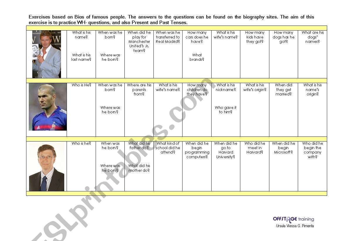 WH_Present_Past  Questions 2 worksheet