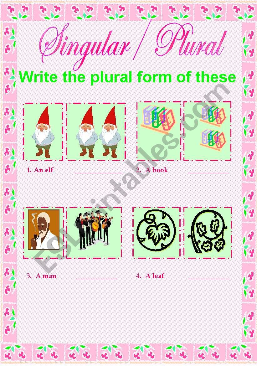 Singular - plural (1/2) worksheet