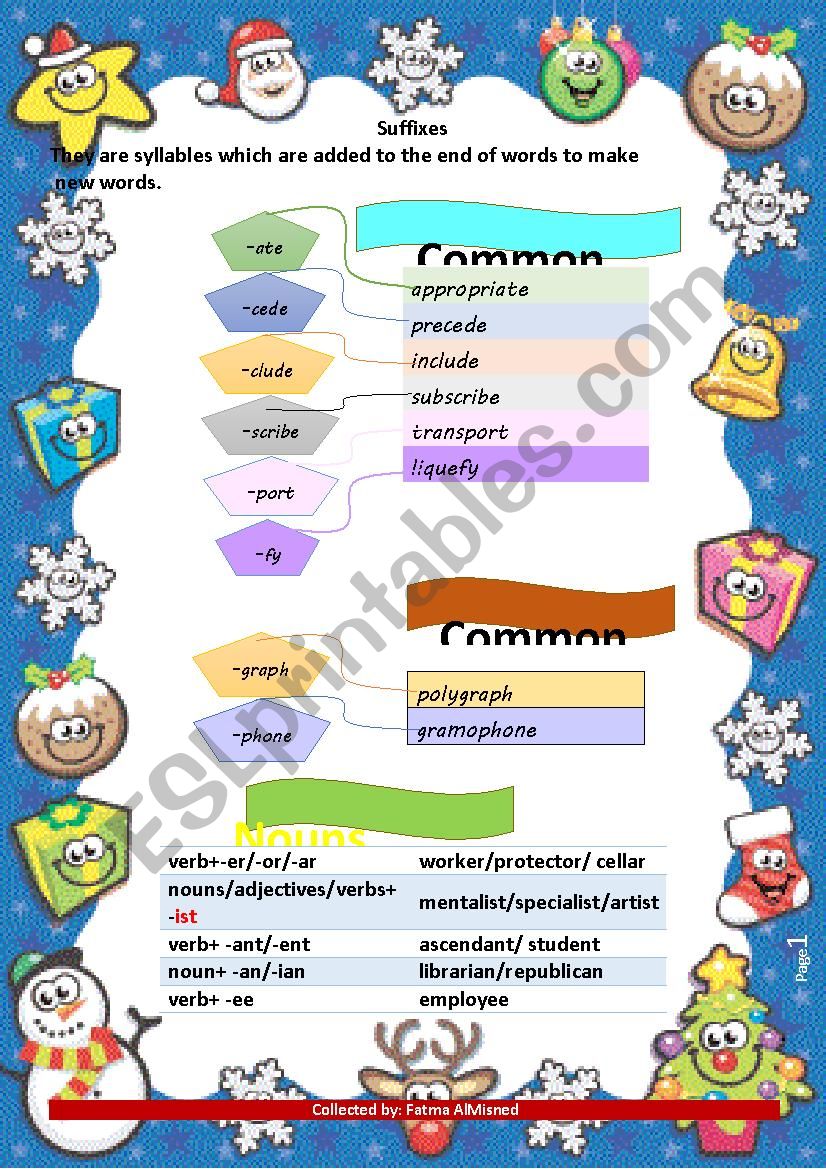 Suffixes worksheet