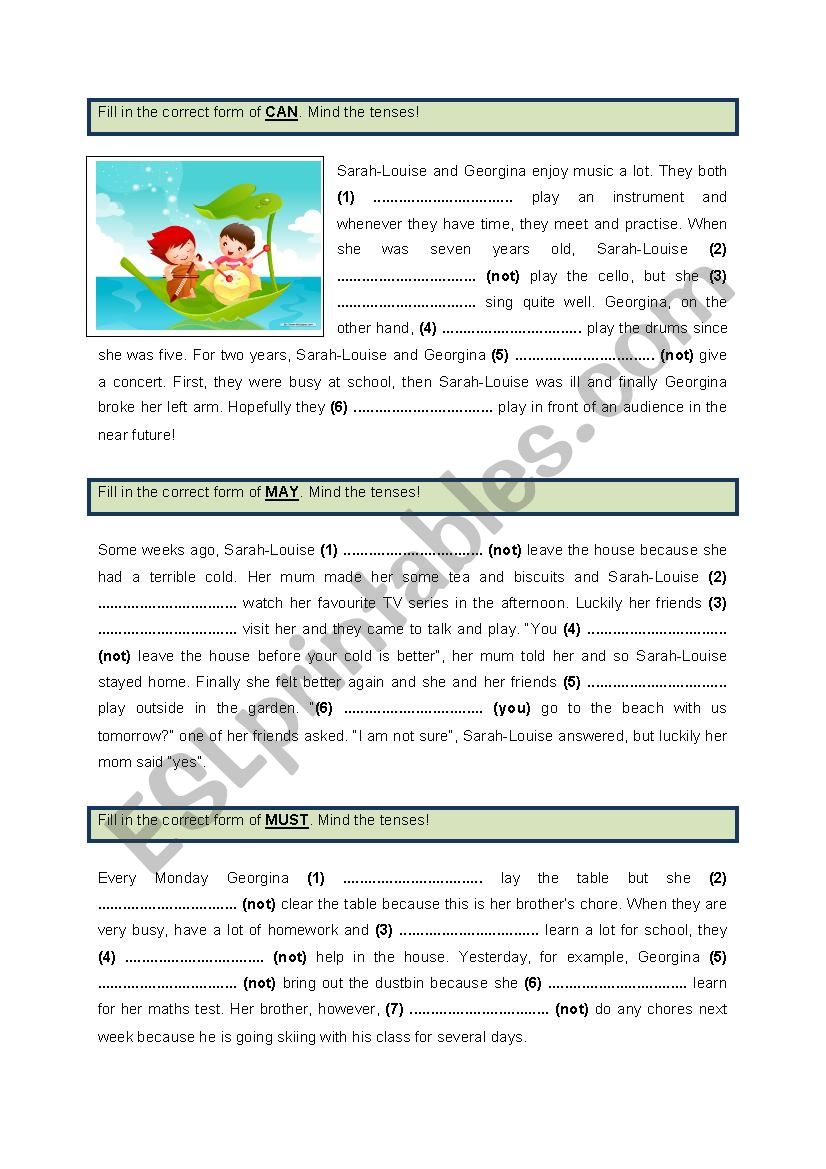 Modal Verbs (can, may, must) worksheet