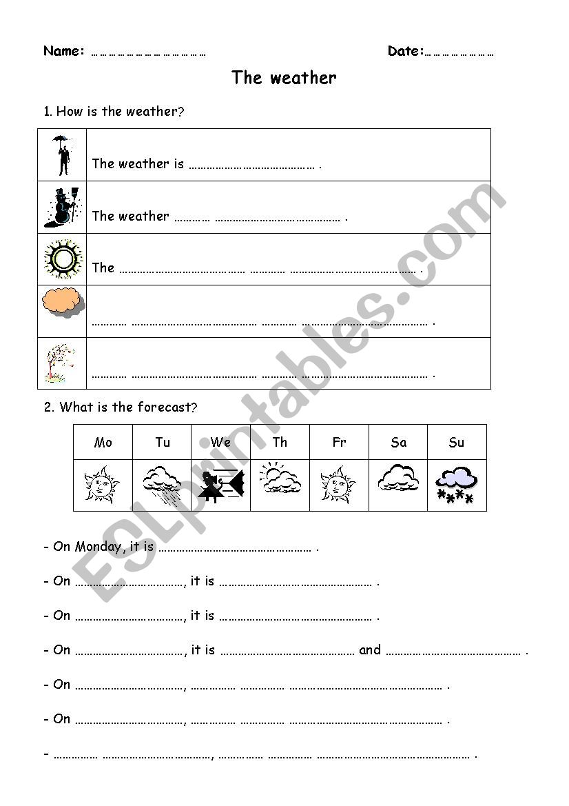 Weather worksheet