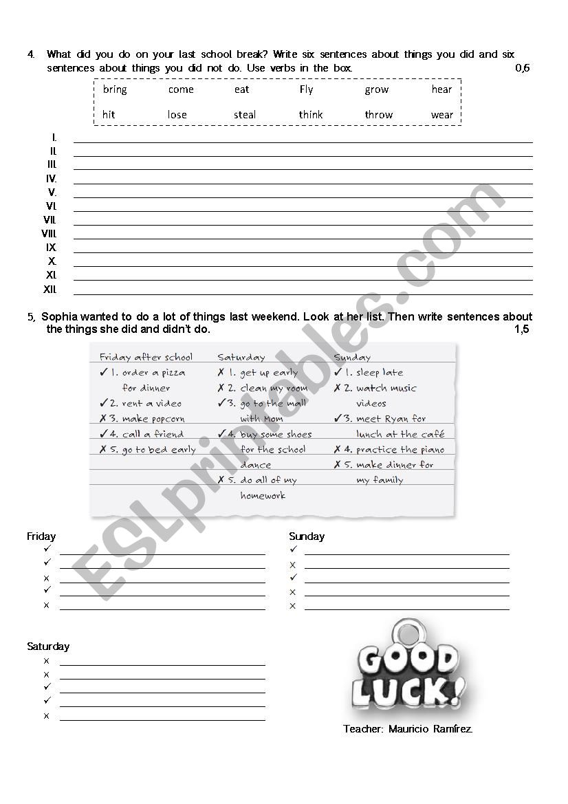 Past Simple Quiz worksheet