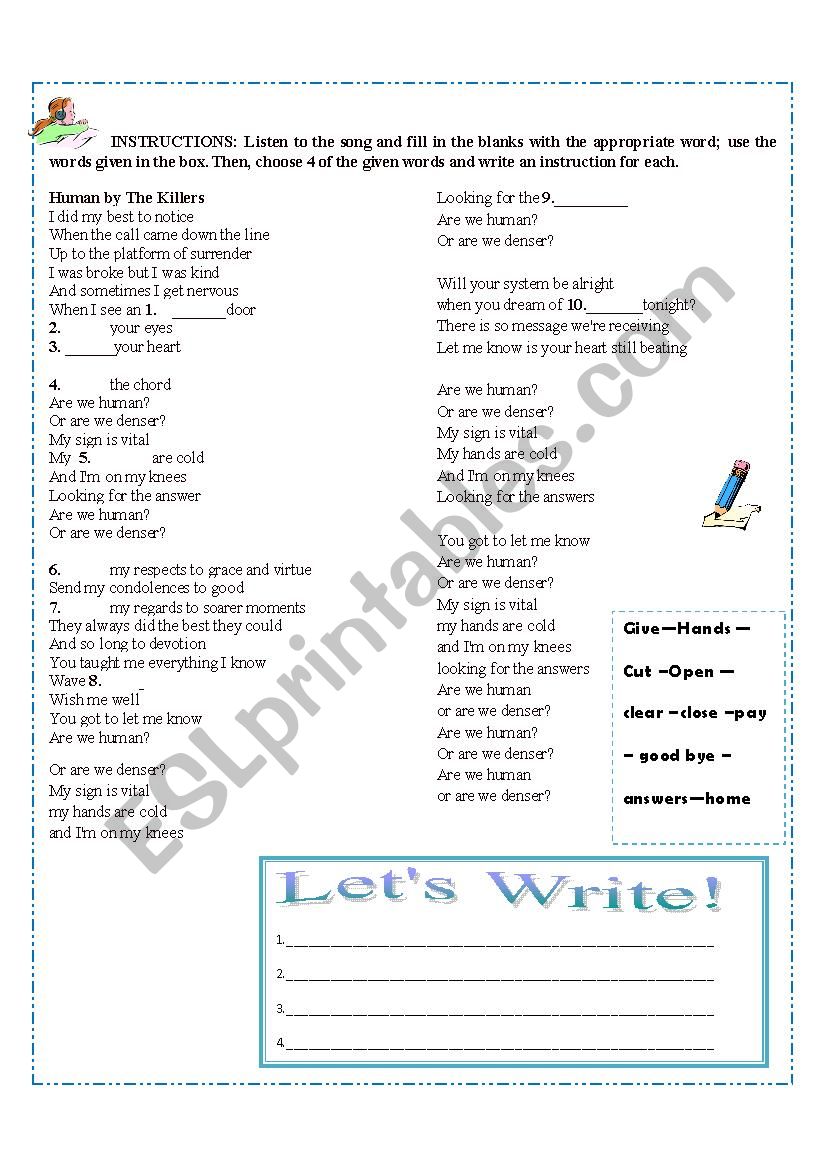 give and follow directions  worksheet