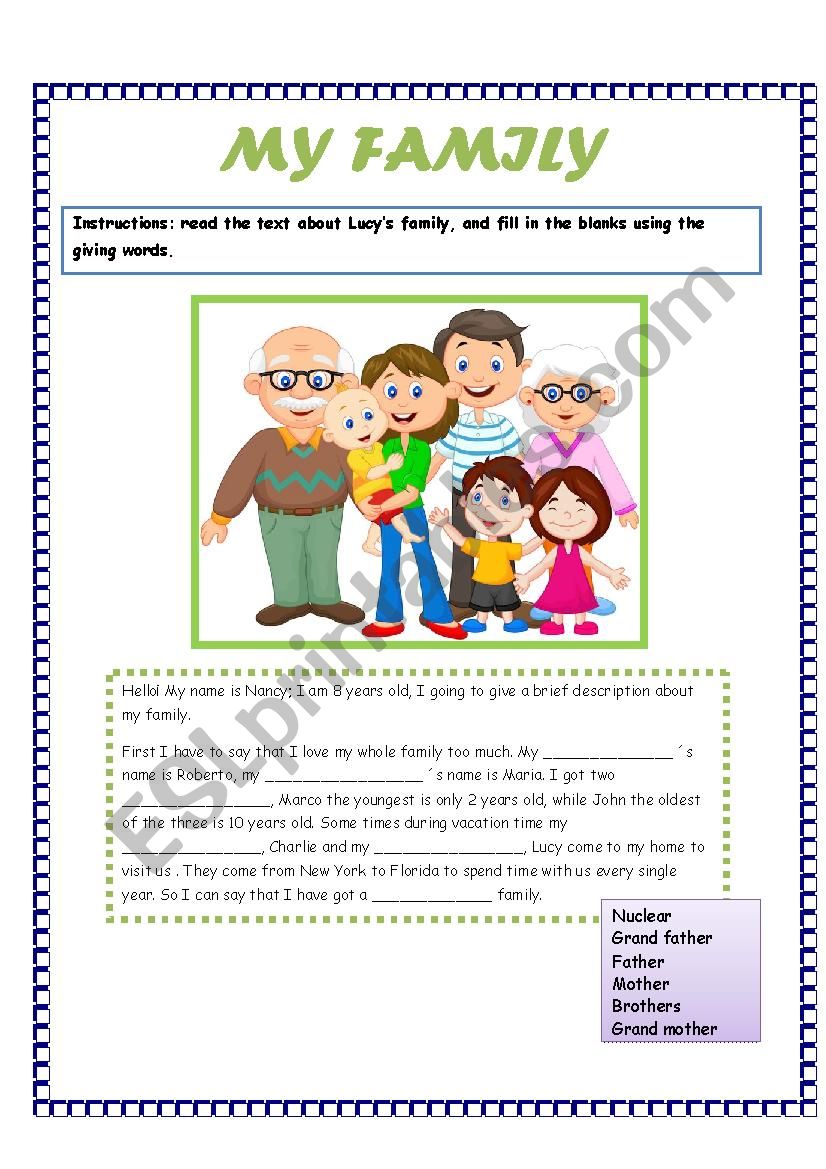 My family worksheet