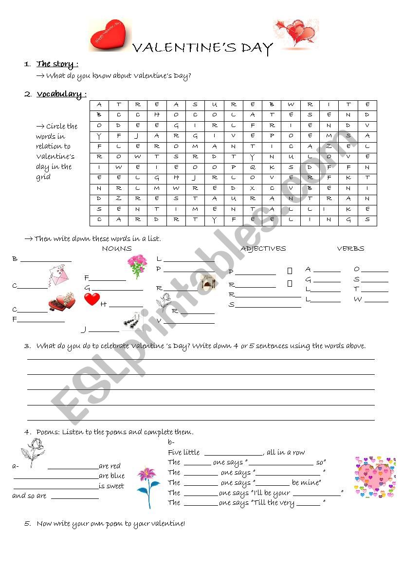 Valentines Day worksheet