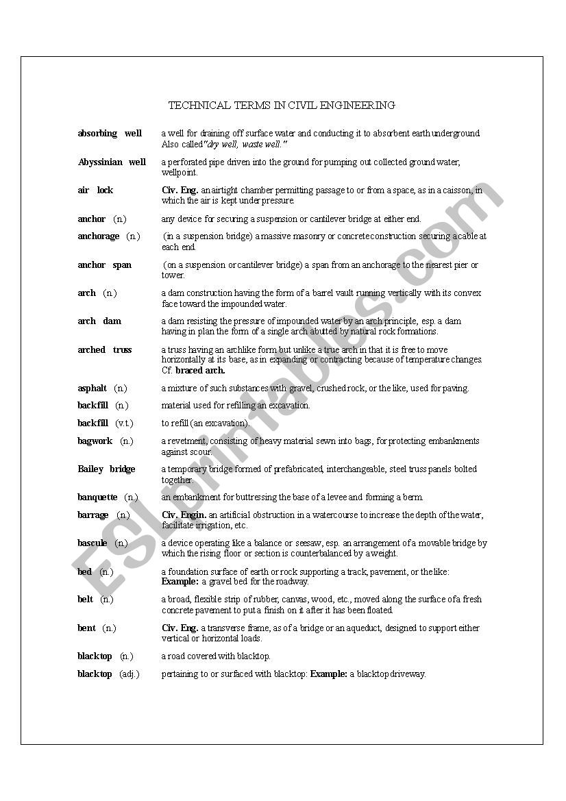 Civil Engineering - Technical Terms