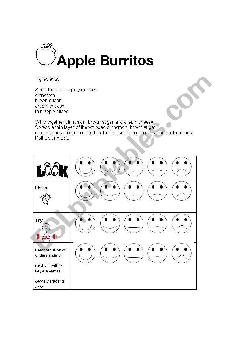 cooking with kids - apple burrito