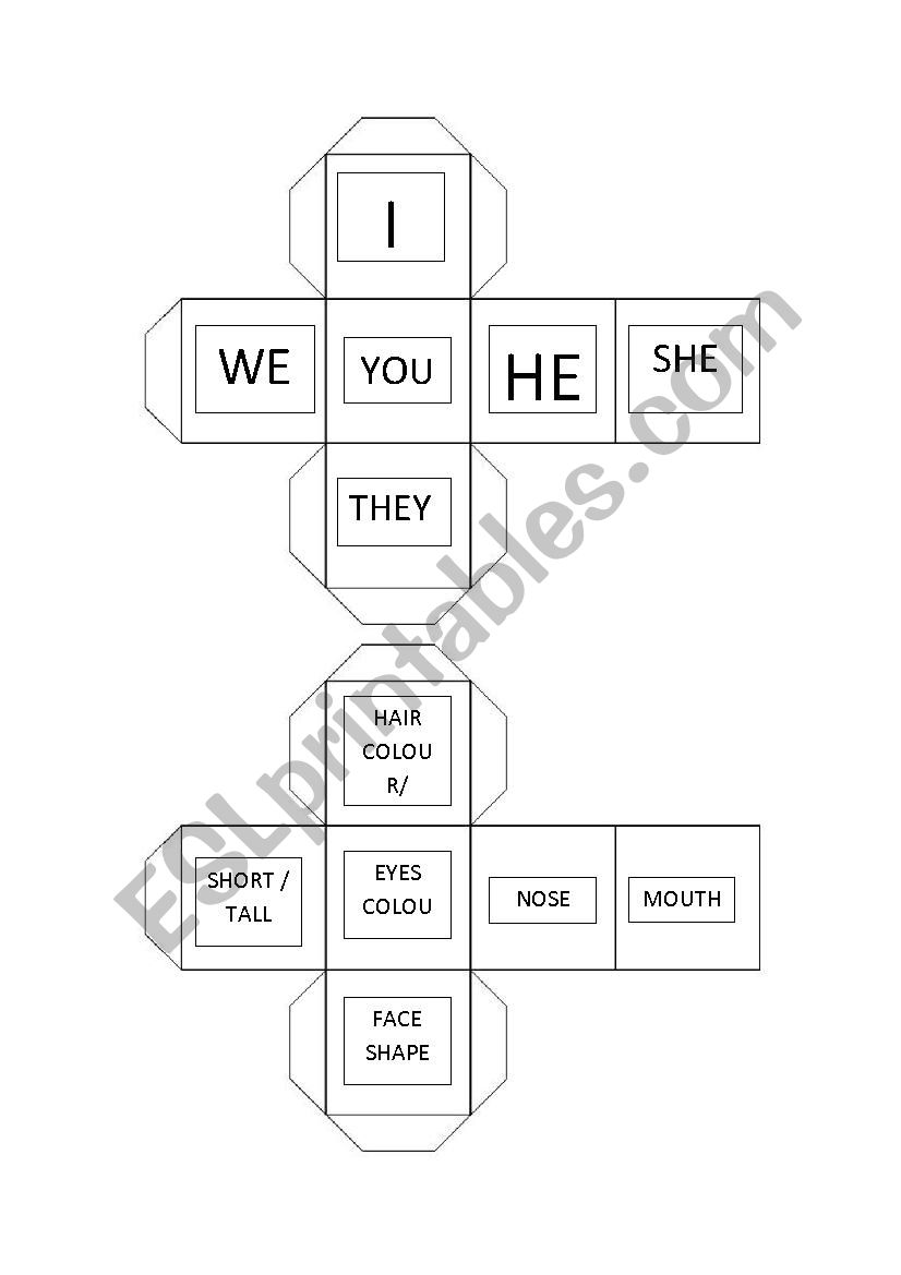 Description dice worksheet