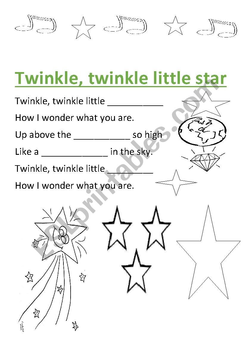 Twinkle Twinkle little star worksheet