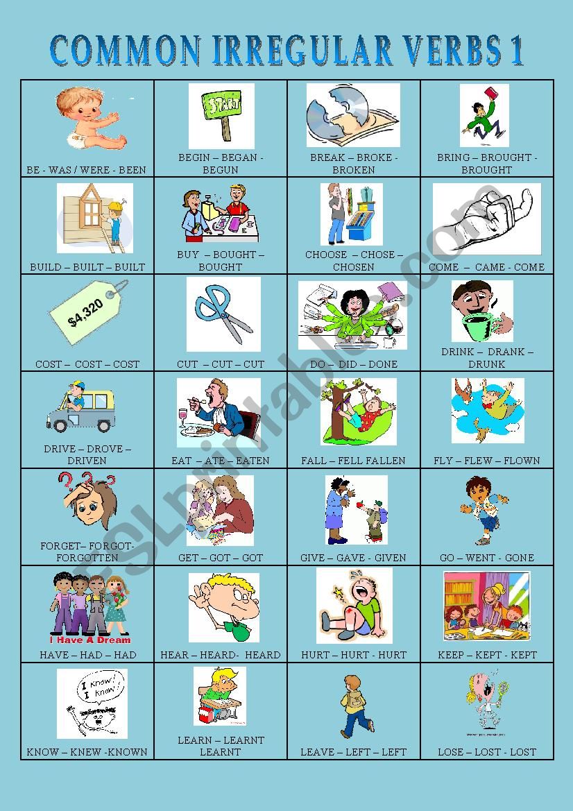 Irregular verbs Flashcards Part 1