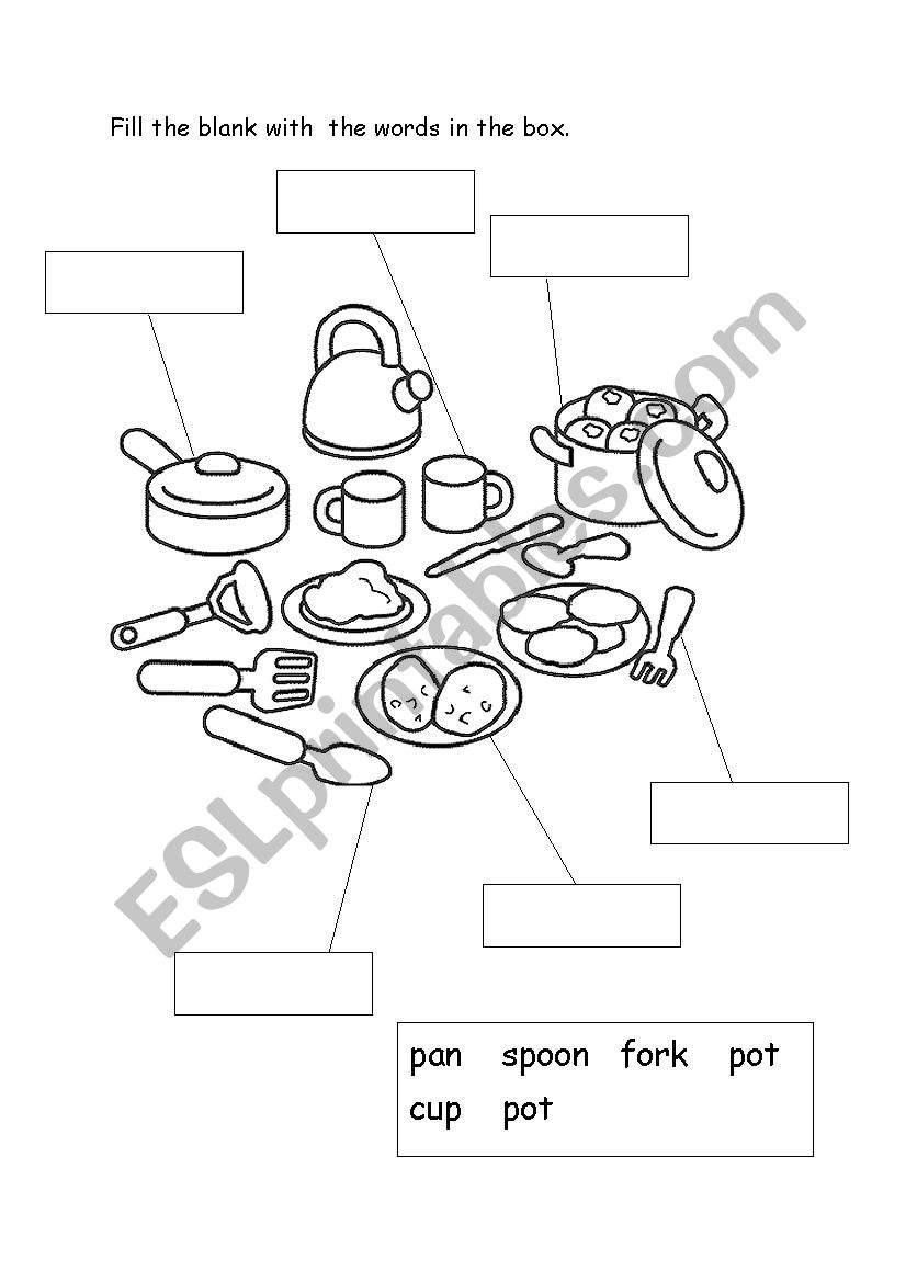 Kitchen utensil worksheet